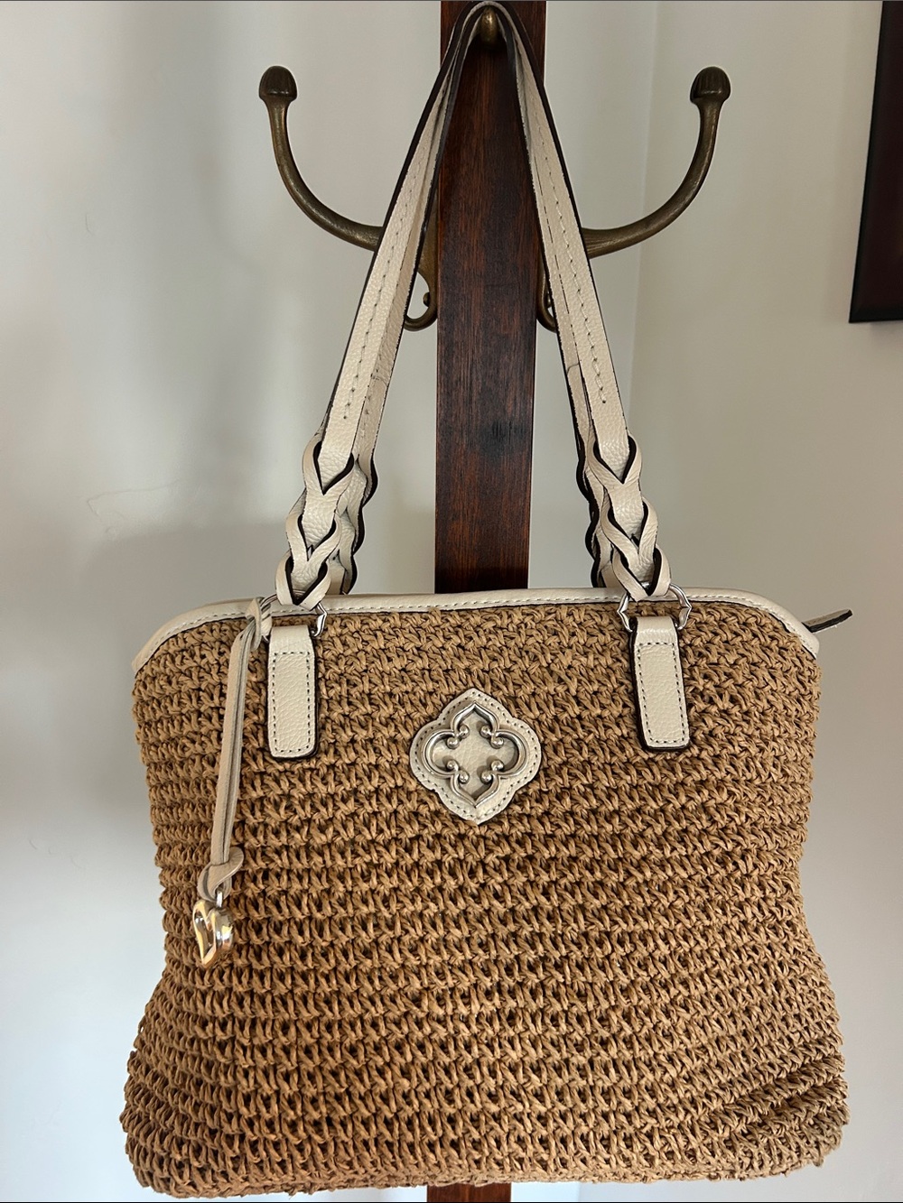 NWOT Brighton Emery Straw Raffia Woven Tote Bag Shoulder Purse